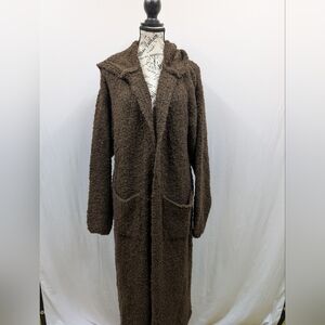 Free People Cozy Brown Hooded Long Cardigan